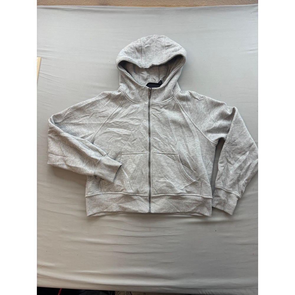 Automet Womens Full Zip Hoodie Heather Grey Cropped Fleece Sweatshirt Size M